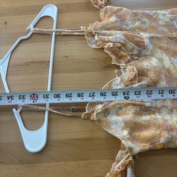 Le Lis Women’s Medium Orange Retro Floral Mini Off the shoulder dress summer - Picture 9 of 10